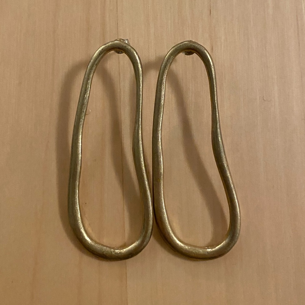 Hammered Metal Oval Earrings